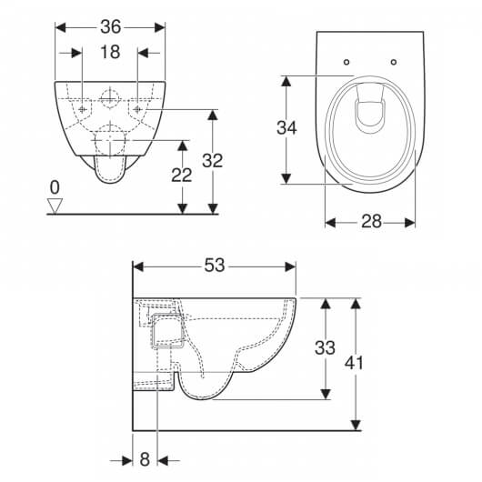Унитаз подвесной Geberit Renova 203070000  безободковый