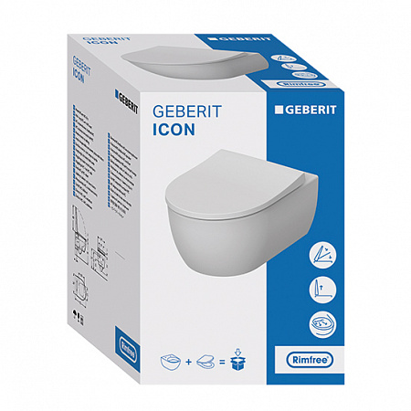 Комплект инсталляция Geberit Duofix с подвесным унитазом iCon 500.300.01.I с сиденьем микролифт и клавишей