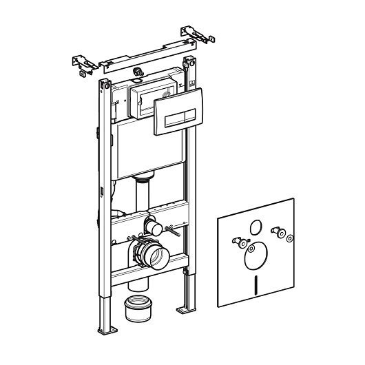 458.128.DW.1 Инсталляция Geberit Duofix для подвесного унитаза, 112 см, со смывным бачком Delta 12 см, смывная клавиша Delta50 черный глянцевый