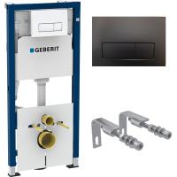 458.128.DW.1 Инсталляция Geberit Duofix для подвесного унитаза, 112 см, со смывным бачком Delta 12 см, смывная клавиша Delta50 черный глянцевый