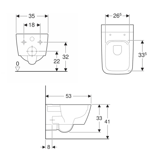Унитаз подвесной Geberit iCon Square 201950000 безободковый