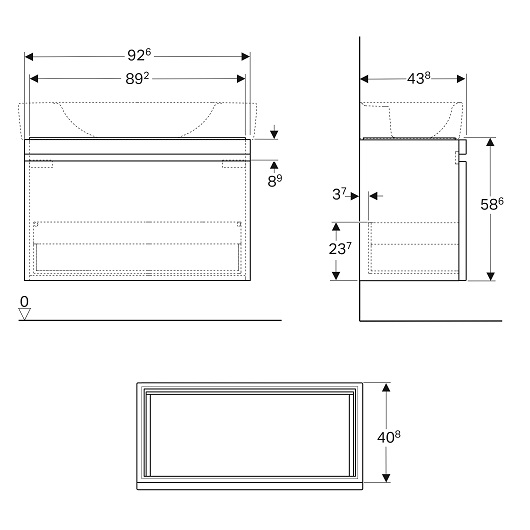 Тумба под раковину 90 см Geberit Renova Nr.1 Plan 869100000