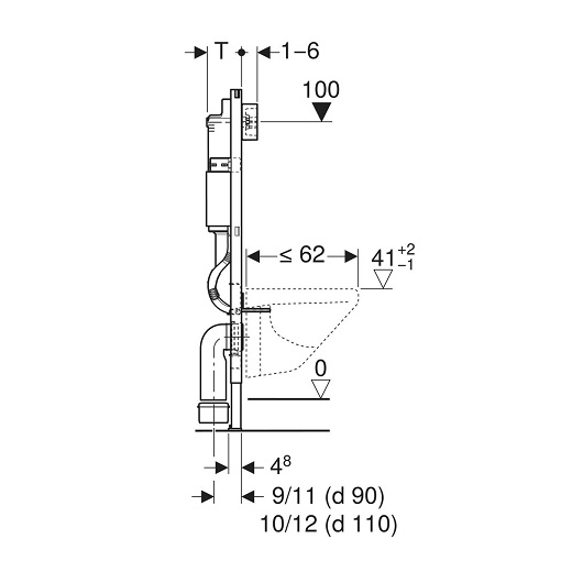 458.118.21.2 Инсталляция Geberit Duofix для подвесного унитаза, 112 см, со смывным бачком Delta 12 см, смывная клавиша Delta20 хром глянцевый