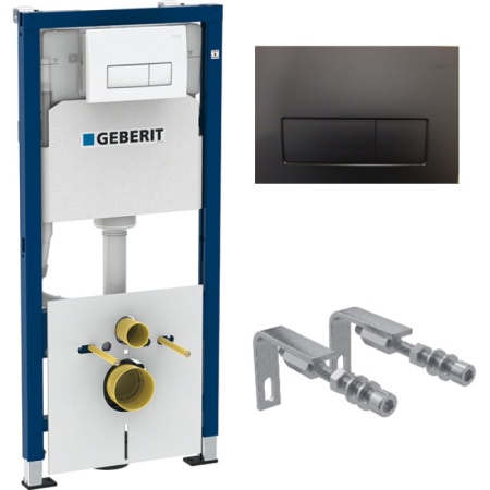 458.128.DW.1 Инсталляция Geberit Duofix для подвесного унитаза, 112 см, со смывным бачком Delta 12 см, смывная клавиша Delta50 черный глянцевый