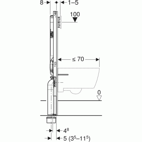 111.796.00.2 Инсталляция Geberit Duofix для подвесного унитаза, 114 см, со смывным бачком скрытого монтажа Sigma 8 см, крепеж к стене в комплекте