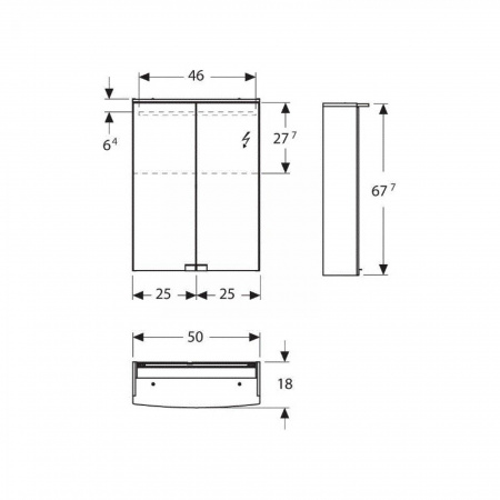 Зеркальный шкаф с подсветкой 50 см Geberit Option 500.257.00.1