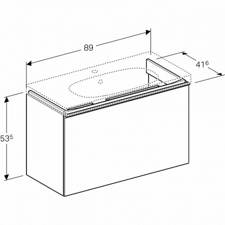 Тумба под раковину 58 см Geberit Renova Plan с одним выдвижным ящиком 869582000