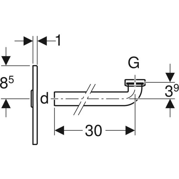 Финишный комплект Geberit для pаковина с внутристенным сифоном: Сталь нержавеющая матированная
