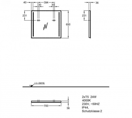 Зеркало с подсветкой 70 см Geberit Option 500.587.00.1