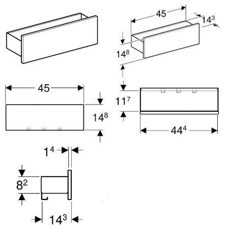Настенная полка, 45х14.8 см, темно-серый / цвет "пекан" 500.362.JR.1 Geberit Smyle Square 
